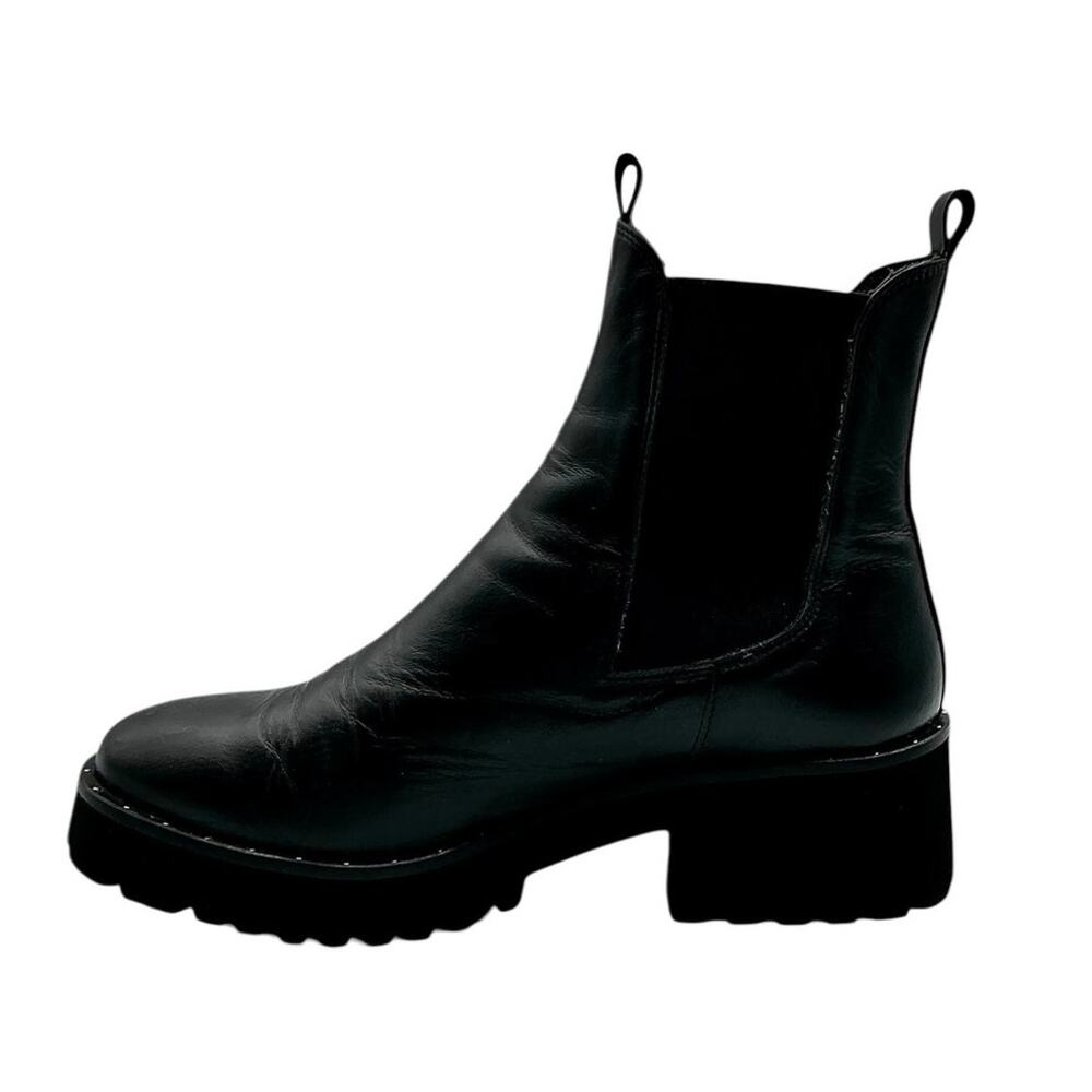 Freda Salvador Brooke Rain Boot Lug Sole Black Leather Chelsea 8 - Picture 9 of 10
